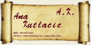 Ana Kutlačić vizit kartica
